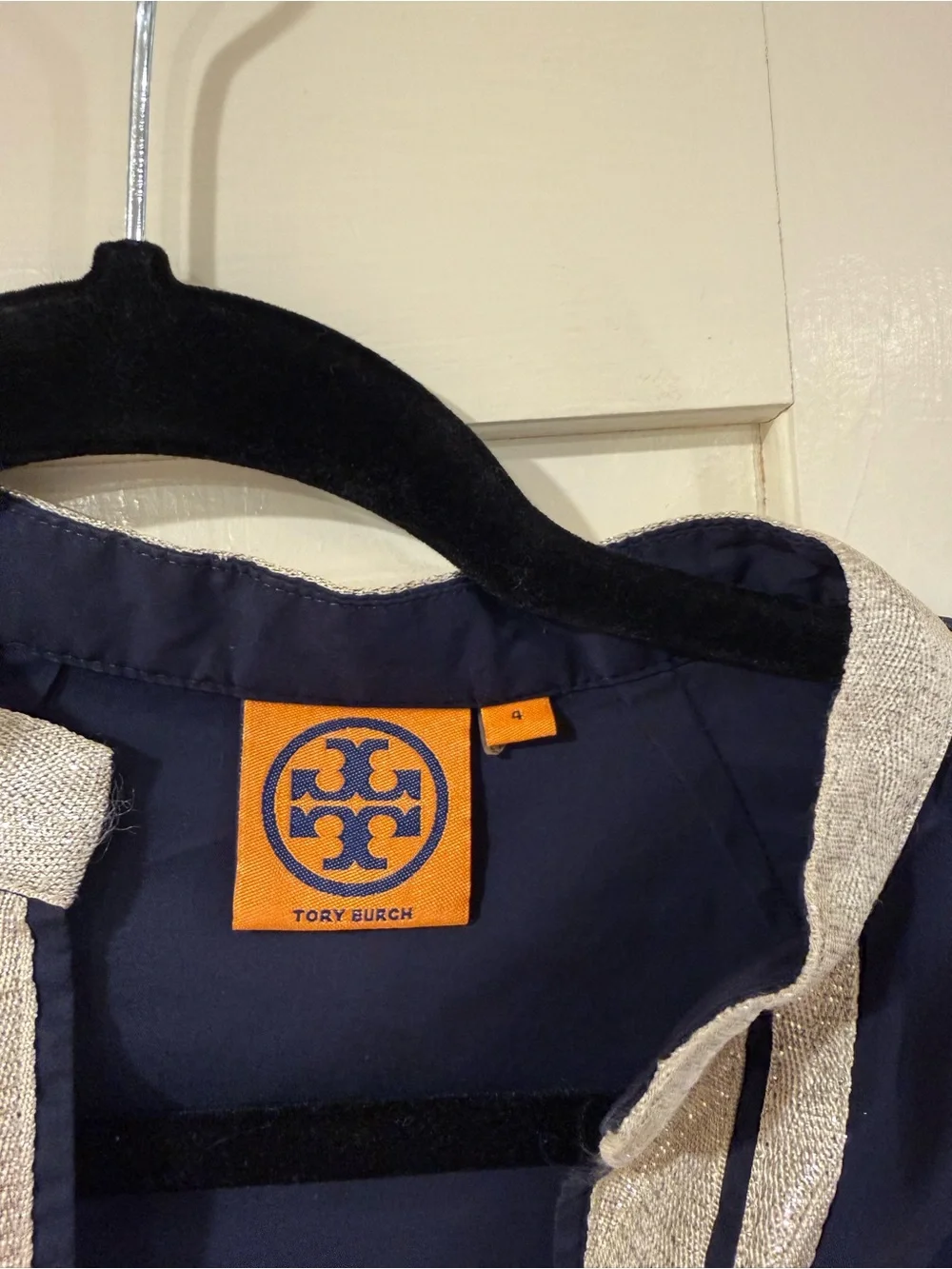 Tory Burch Navy Dress with Silver Trim